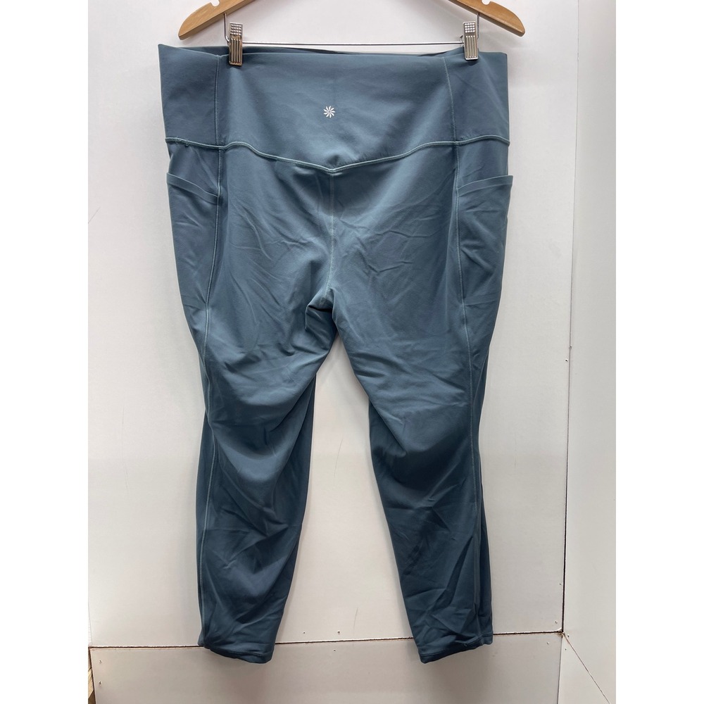 Athleta Salutation Stash 7/8 Leggings Slate Blue High Rise Yoga Pants Womens 2X - Picture 2 of 4